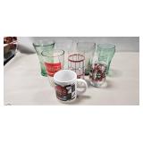(7) Assorted Coca-Cola Collector Glasses & (1)