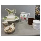Ceramic Pitcher & Bowl, Steubenville Pitcher,