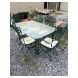 Outdoor Table w/Glass Top & 6 Chairs