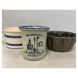 Earthenware Cake Mold, Stoneware Bowl & Lewiston