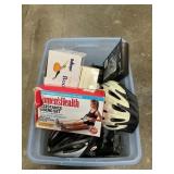 Box Lot With BikeHelmets, Resistance Tubing, Body