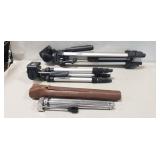 (3) Assorted Tripods (One w/ Leather Case)