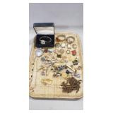 Tray Of Assorted Jewelry, Pins, Watches & More