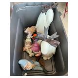 Storage Tote With Penguins, Ceramic Gnomes