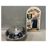 Silverplate & Pyrex Server, Welcome Slate