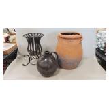 Terracotta Pot, Metal Candle Holder & Stoneware