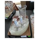 Anchor Hocking Snack Trays, Crystal Vase, Lefton