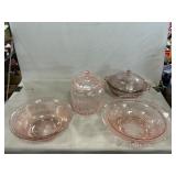 Pink Depression Mayfair Open Rose Cookie jar,