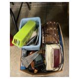 Box Lot With Alarm Clocks, Rolling Pin,