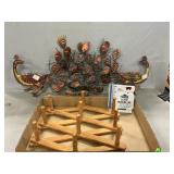 Mid-Century Peacock Wall Hangers, Accordion Coat