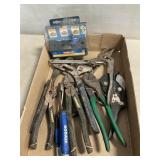 Assorted Pliers, Wrenches, Router Bit