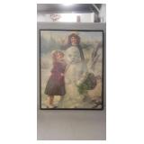 (1) Vintage Framed Print (Winter Seasonal