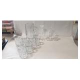 (1) Heisey Glass Pitcher w/ (10) Glasses & (3)