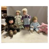 Porcelain Collector Dolls, Plush Bear