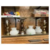 Shelf Lot With (3) Electric Hurricane Style Lamps