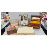 (4) Assorted Jewelry Boxes & (1) Cigar Box