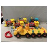 Battat School Bus, Fisher-Price Train Pull Toys