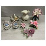 Capodimonte Orchid & Basket, Lefton Basket Vase,