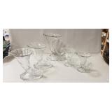 (5) Assorted Heisey Glass Cornucopia Vases