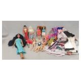 Tray Lot Of Assorted Vintage Dolls & Doll Clothes