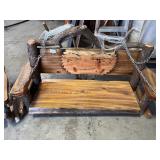 Rustic Style Bench Swing w/ Wood Burned Art