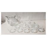 (1) Heisey Glass Pitcher & (12) Punch Bowl Cups