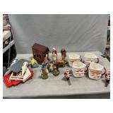 Santa Mugs, Santa Skiers, Nativity Figures,