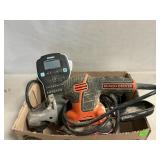 Task Force Angle Grinder, B & D Palm Sander, Dymo