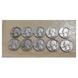 (10) U.S. Silver Quarters (90% Silver)