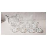 (1) Heisey Glass Pitcher & (10) Punch Bowl Cups