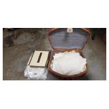 Decorative Basket w/ Assorted Doillies & More
