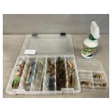 Assorted Fishing Lures, Bait, Fish Attractant