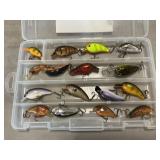 (16) Fishing Lures To n Plastic Case