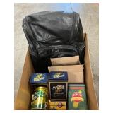 Box Lot With Backpack, Assorted Tins