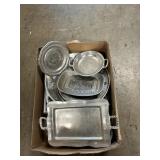 Box Lot With Pewter, Hammered Aluminum & Assorted