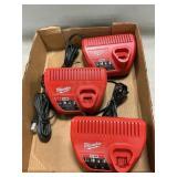 (3) Milwaukee M12 Chargers