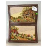 Pair Of Framed Needlepoint Landscapes