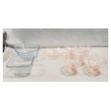 (6) Vintage Assorted Pink Depression Glassware &