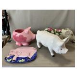 Porcelain Pigs, Planter, Italy Handpainted Trivet
