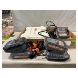 (4) Power Tool Batteries & Chargers, Hole Saw Kit