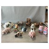 Collection Of Pig Figures, Bank, Shakers