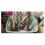 Box Lot Of Assorted Vintage Tools Including Axe,