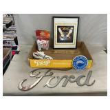 Vintage Ford Emblem, Power Cord, Command Hangers,