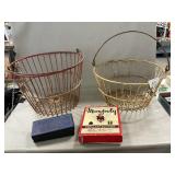 Vintage Wire Baskets, Parcheesi & Monopoly Game
