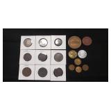 (17) Assorted Foreign Coins & Tokens