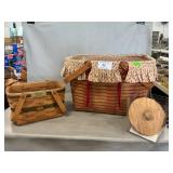 Longaberger Handled Baskets + plastic Liner,