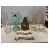 Oil Lamp Bases, Chimneys, Wicks