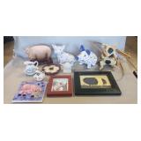 Tray Lot Of Assorted Decorative Pig Figurines &