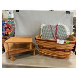 Longaberger Basket, (3) Risers, Cloth Pad