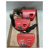 (3) Milwaukee M12 Chargers